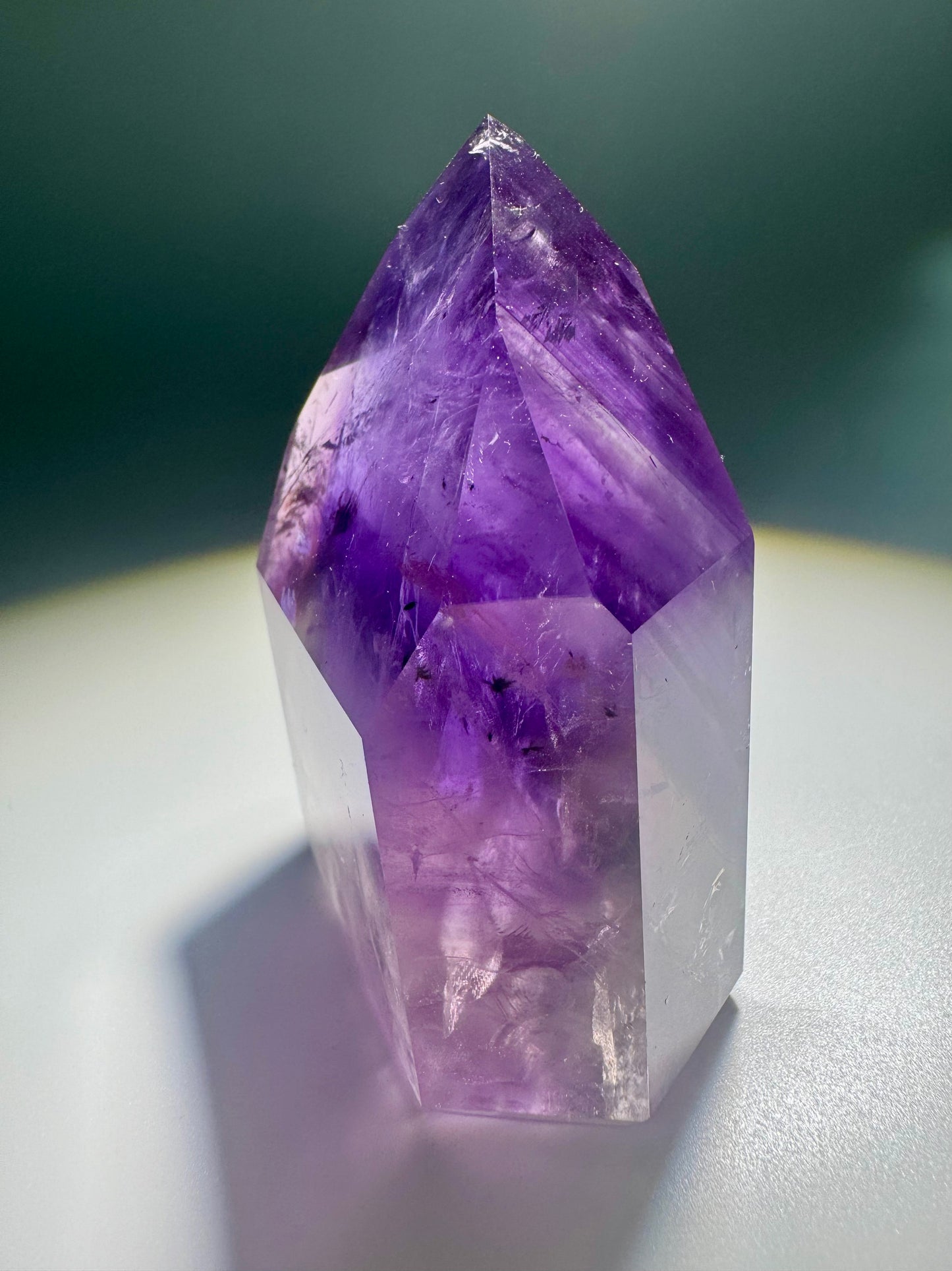 Ametrinspitze 8,4 cm – klarer Edelstein mit Phantomen | Amethyst-Citrin Unikat 93 g Brasilien