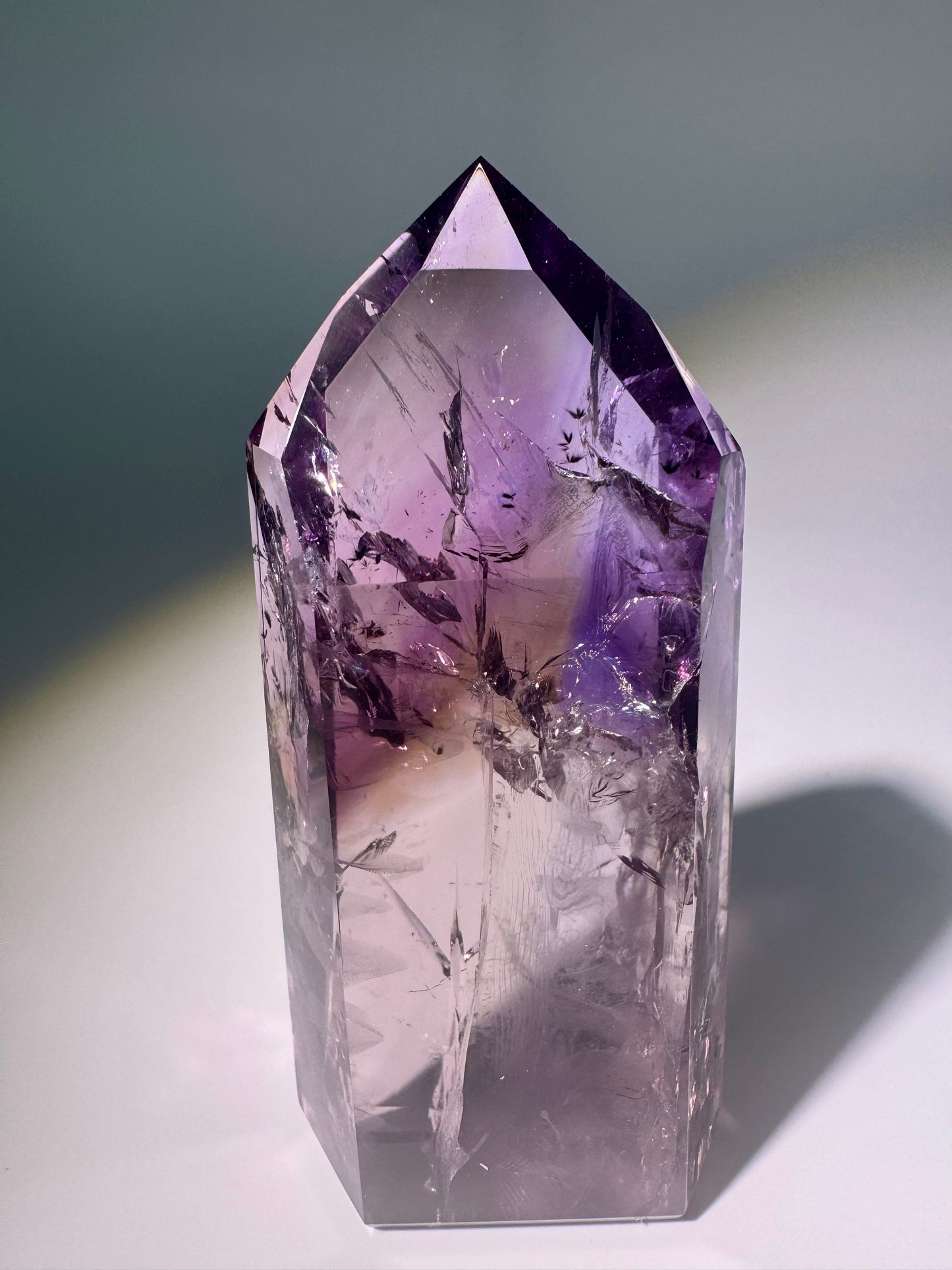 Ametrinspitze 8,6 cm – 136 g | 1A Museumsqualität mit Phantomen, klar & selten | Natürliches Amethyst-Citrin Unikat aus Brasilien 💎
