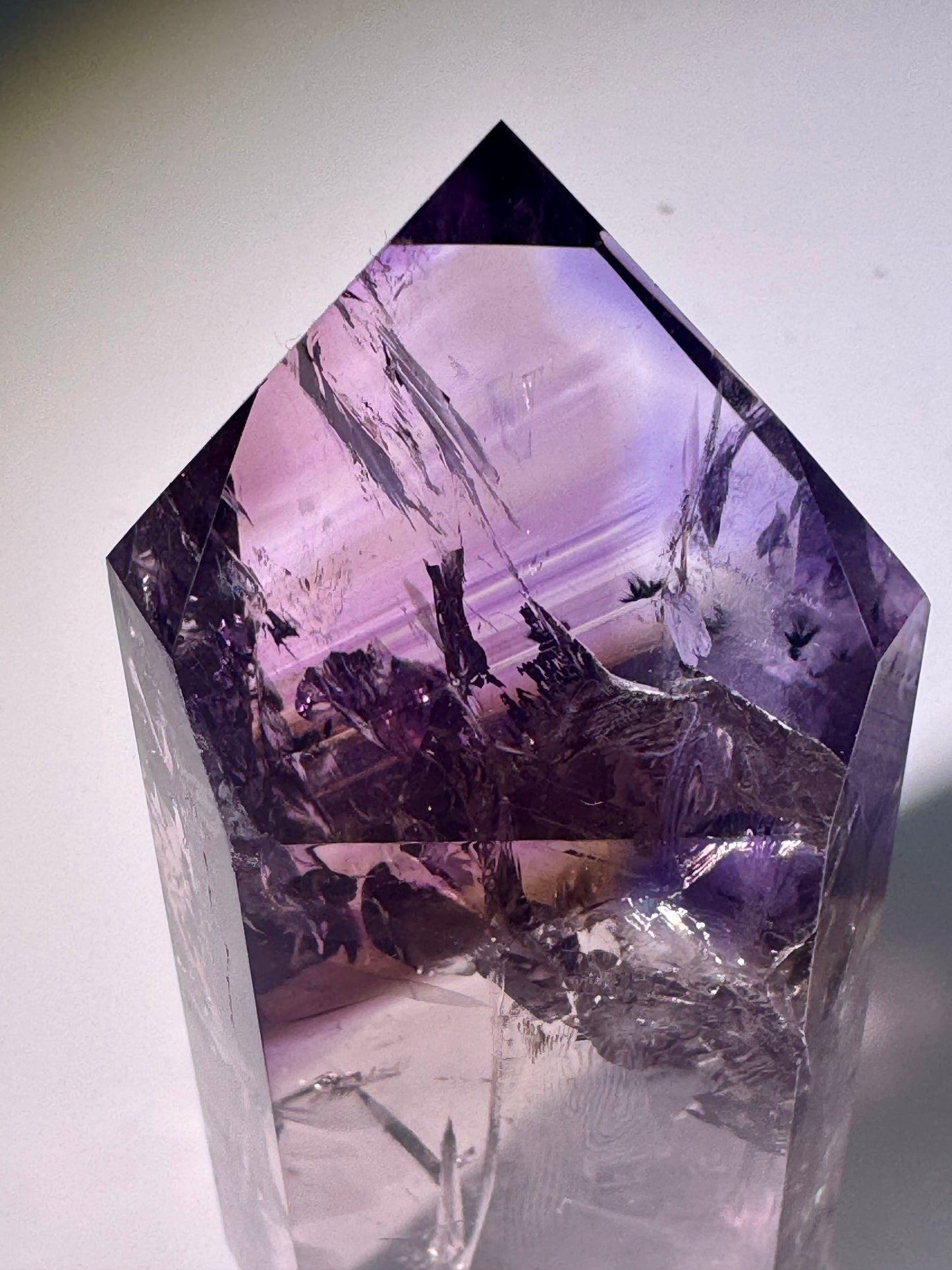 Ametrinspitze 8,6 cm – 136 g | 1A Museumsqualität mit Phantomen, klar & selten | Natürliches Amethyst-Citrin Unikat aus Brasilien 💎