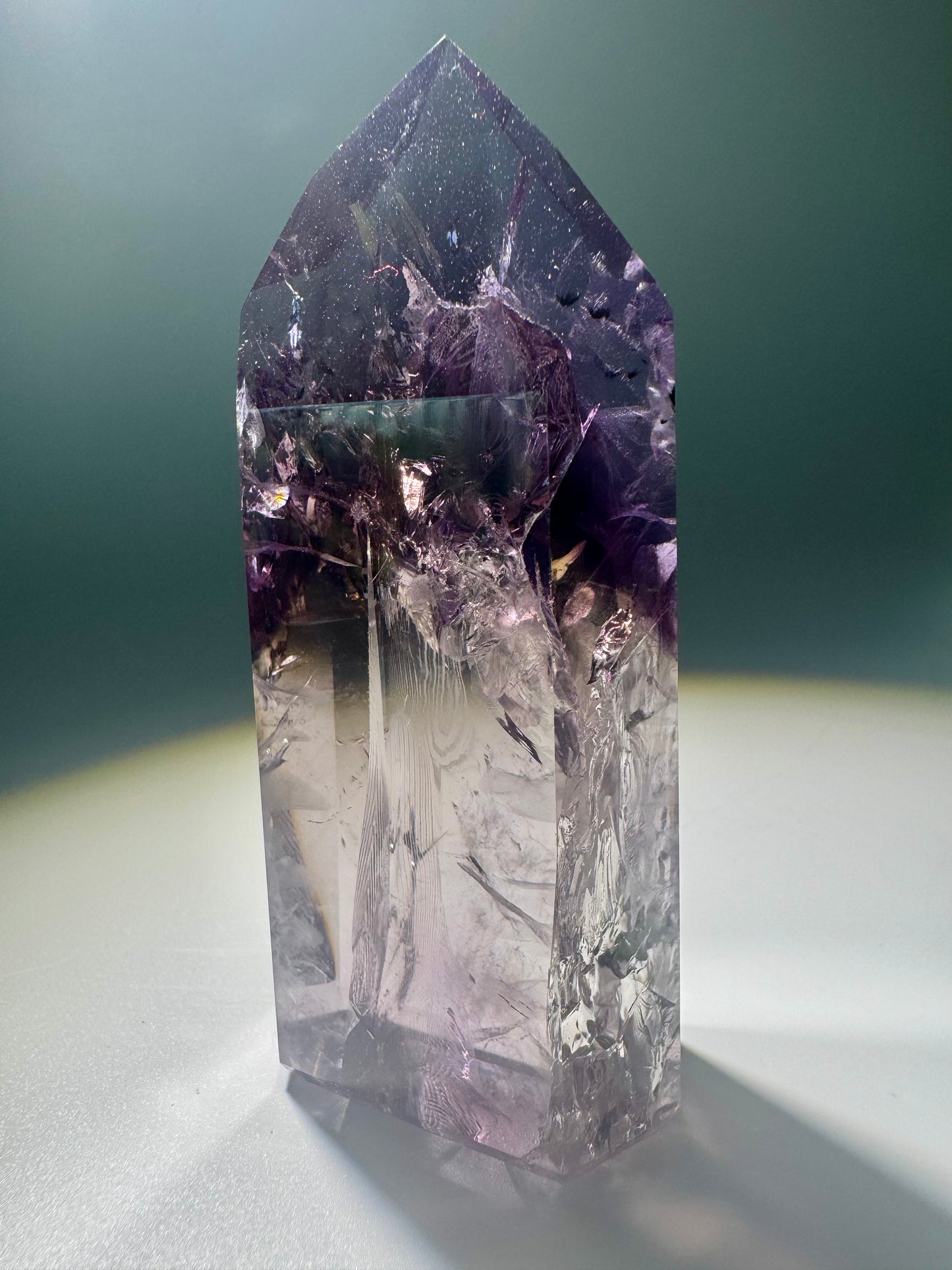 Ametrinspitze 8,6 cm – 136 g | 1A Museumsqualität mit Phantomen, klar & selten | Natürliches Amethyst-Citrin Unikat aus Brasilien 💎