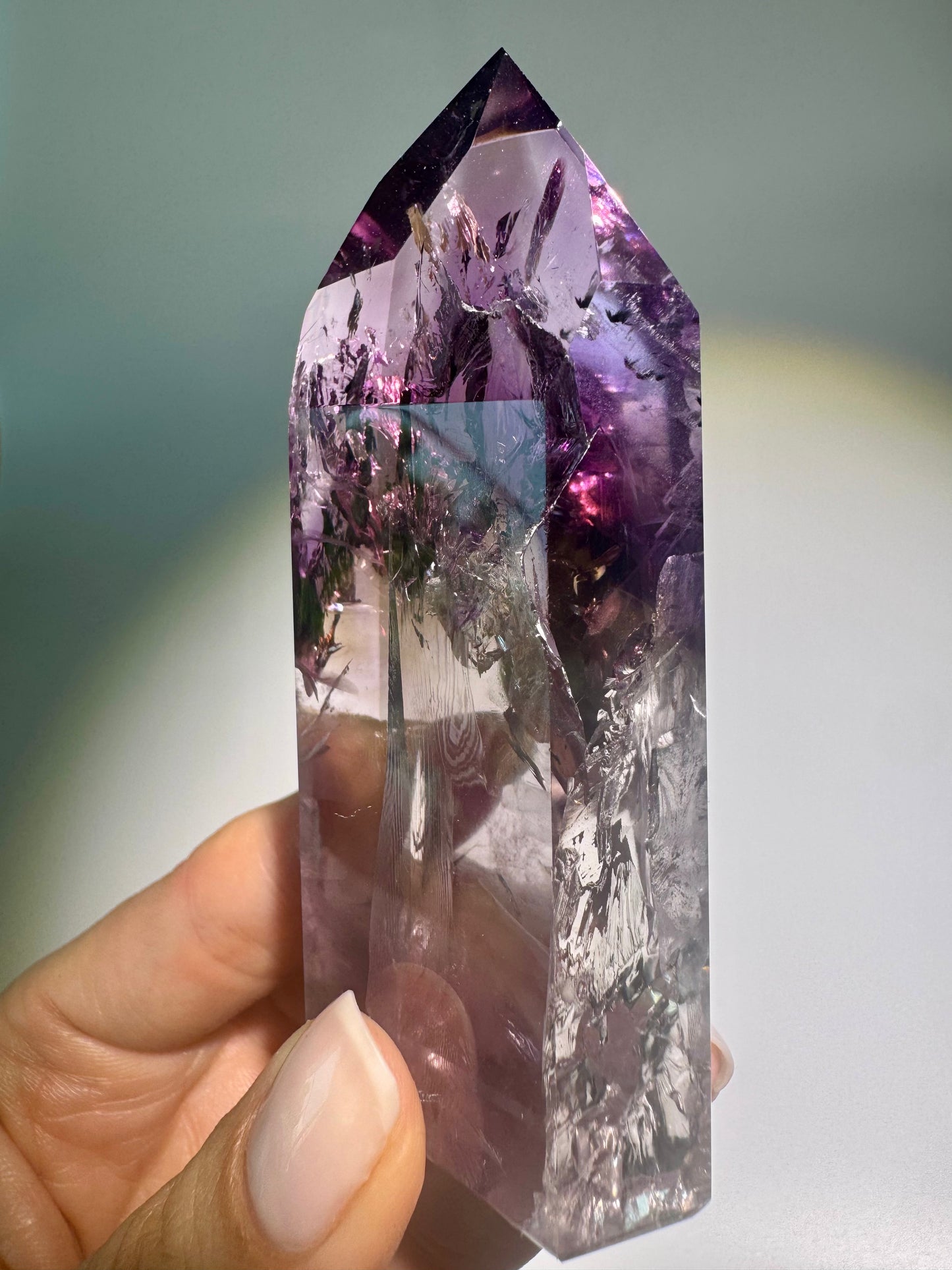 Ametrinspitze 8,6 cm – 136 g | 1A Museumsqualität mit Phantomen, klar & selten | Natürliches Amethyst-Citrin Unikat aus Brasilien 💎