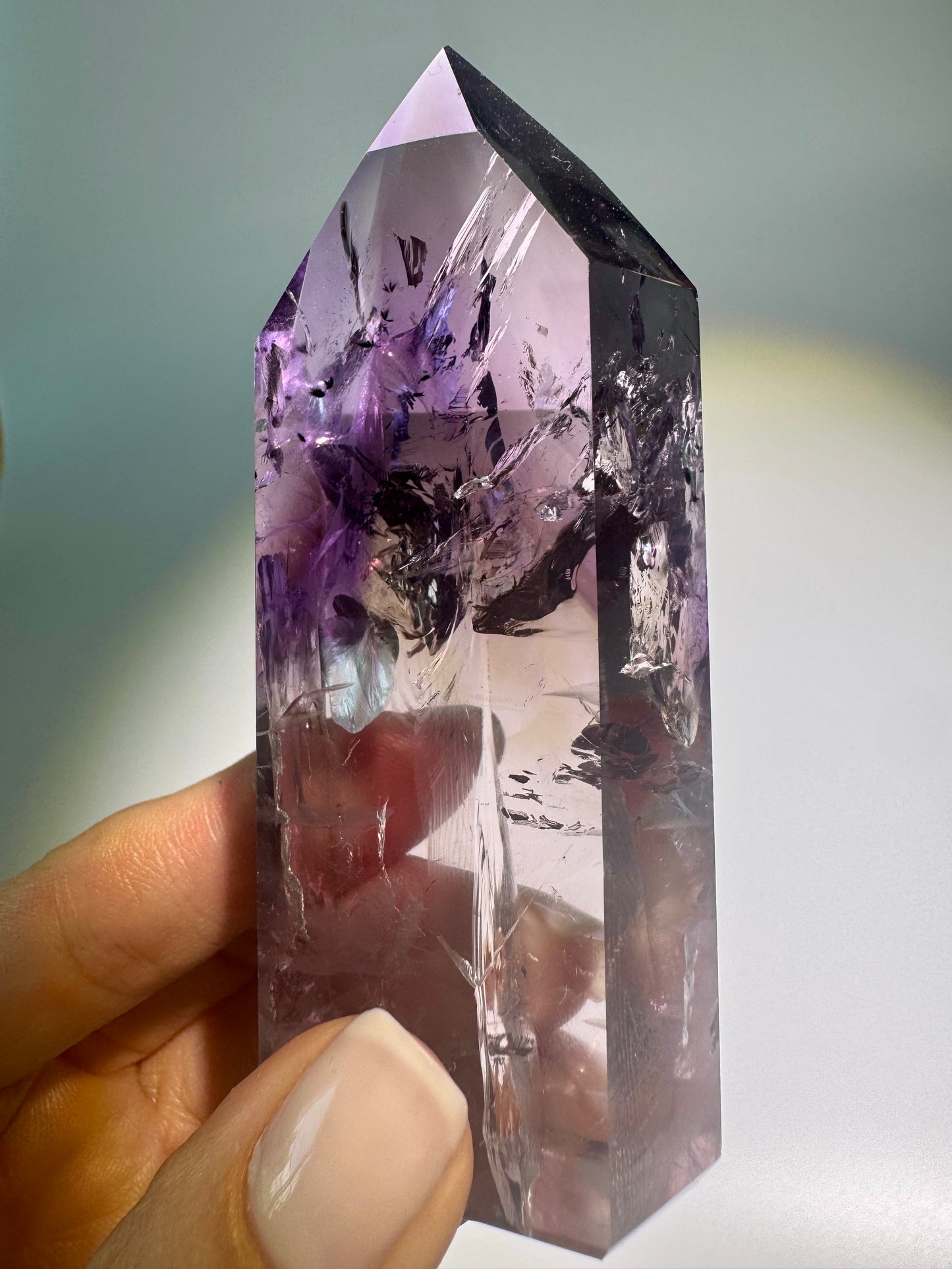 Ametrinspitze 8,6 cm – 136 g | 1A Museumsqualität mit Phantomen, klar & selten | Natürliches Amethyst-Citrin Unikat aus Brasilien 💎