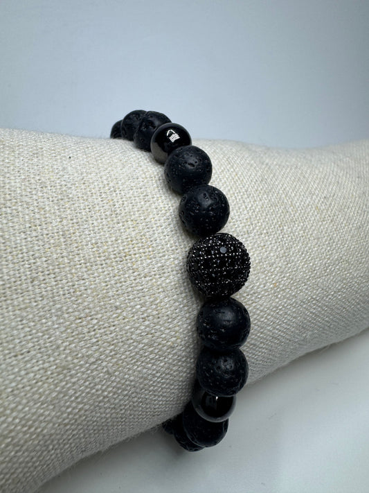 Lavastein-Armband – grössenverstellbar, 18–22 cm