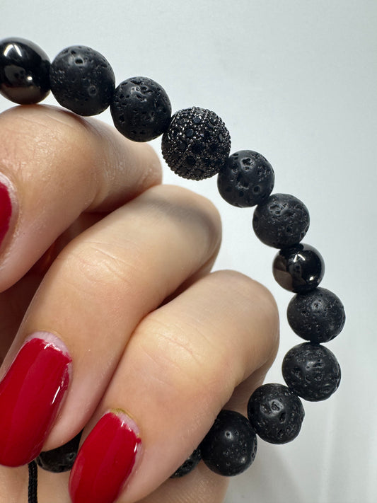 Lavastein-Armband (grössenverstellbar) - ca. 18cm