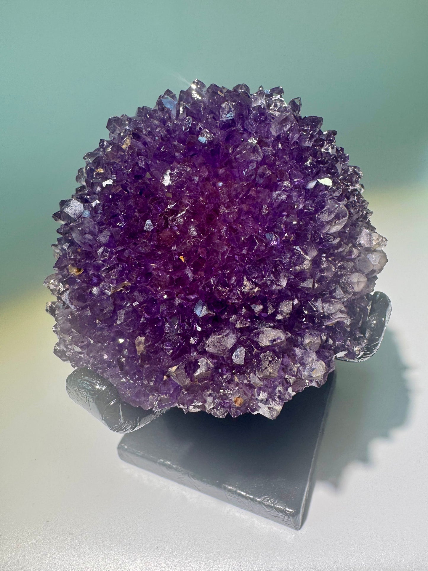 Tiefviolette Amethystblüte aus Uruguay – 7,4 cm Stalaktit Kristall