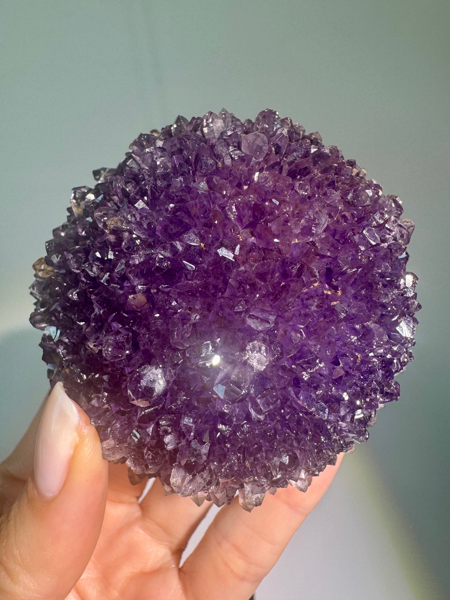 Tiefviolette Amethystblüte aus Uruguay – 7,4 cm Stalaktit Kristall