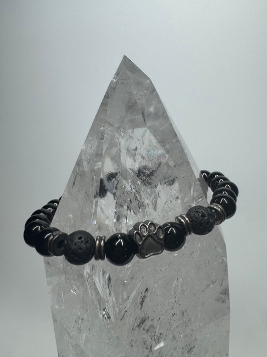 Armband Onyx- und Lavaperlen - ca. 20cm