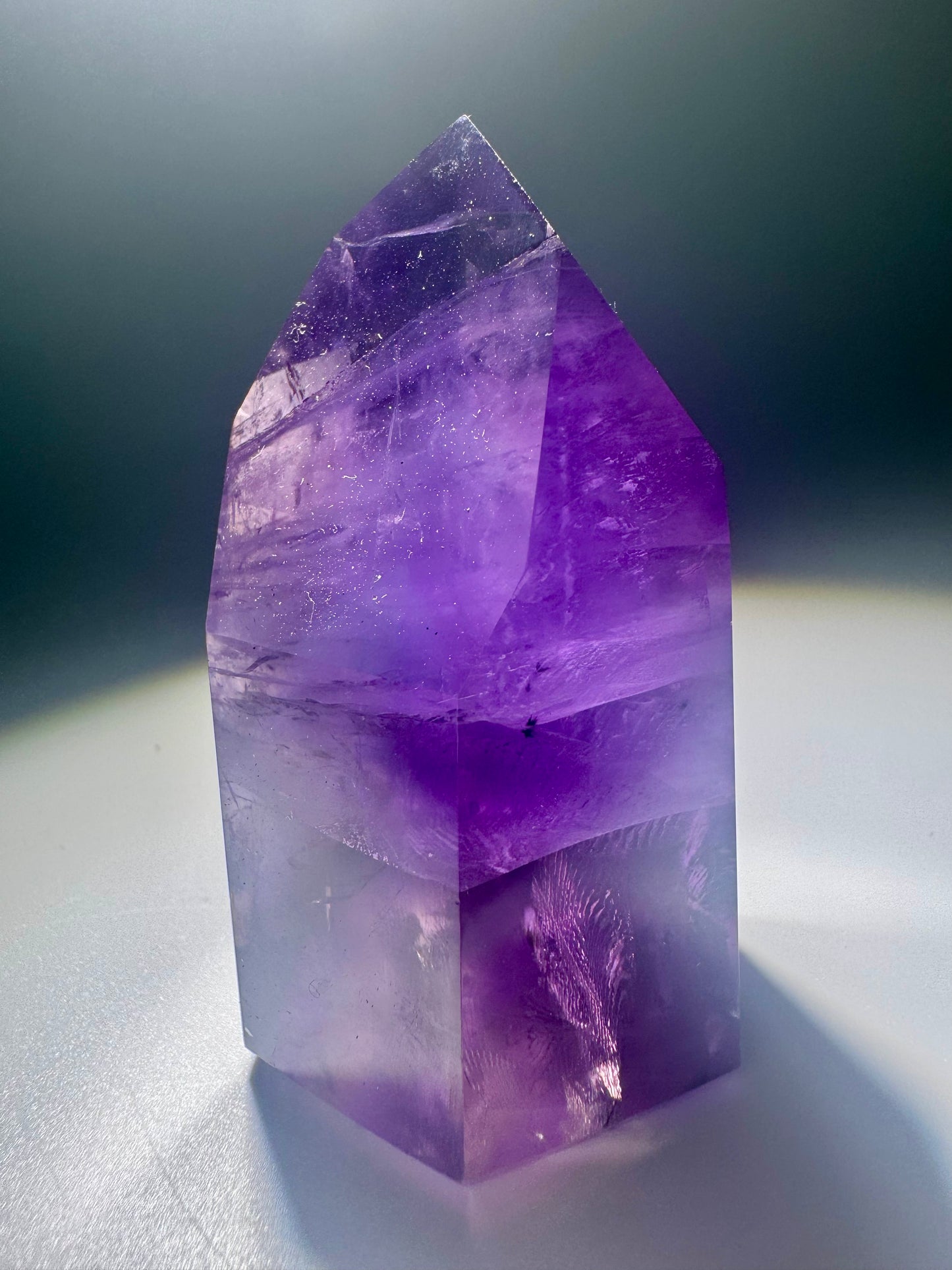 Ametrinspitze 6 cm – klarer Edelstein mit Phantomen | Amethyst-Citrin Unikat Brasilien