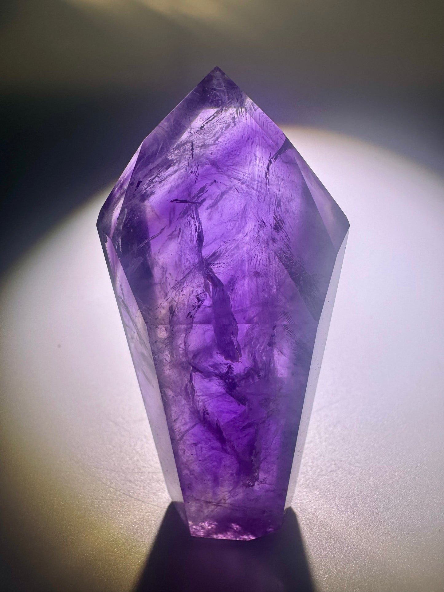 Ametrinspitze 8 cm – klarer Edelstein mit Phantomen | Amethyst-Citrin Unikat Brasilien