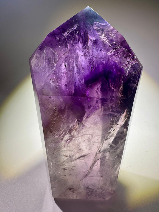 Wunderschöne Phantom Ametrin/Amethyst Spitze 💜 - 10.4cm, 329g