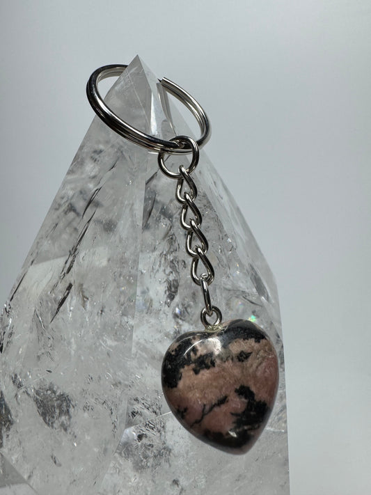 Süsser Schlüsselanhänger mit Rhodonit-Herz 💗🔑