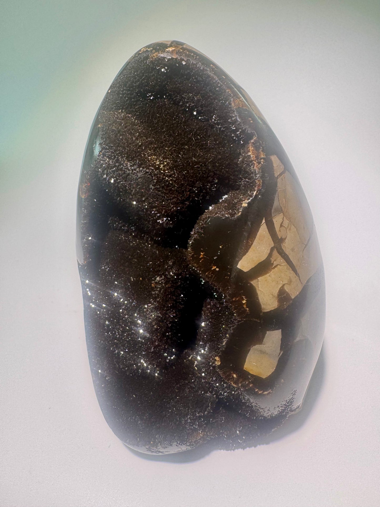 Septarien Drachenstein 12.3cm – Funkelnde Formation aus Madagaskar 🐉 Naturkristall mit Calcit & Aragonit