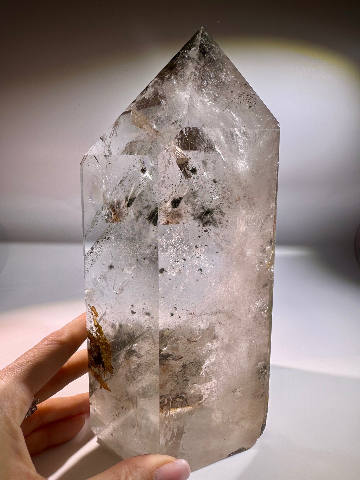 Gartenquarz Spitze 22 cm, 3.64 kg – AAA Qualität mit einzigartiger innerer Landschaft