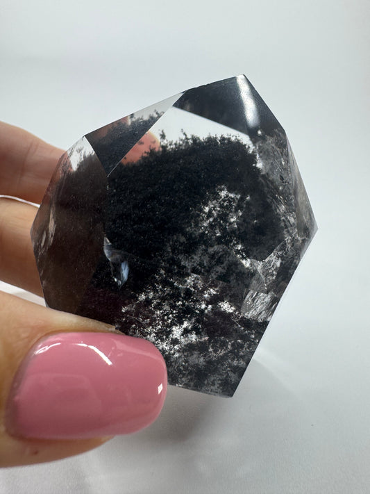 Extrem seltene schwarze Phantom Lemurian Spitze (extra klar) 🖤 - 4.3x5cm, 114g