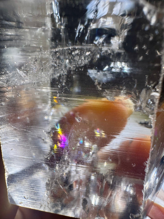 Lemurian Kristallspitze mit Regenbogen 💎 klar & naturbelassen aus Brasilien – 7,5 cm / 186 g