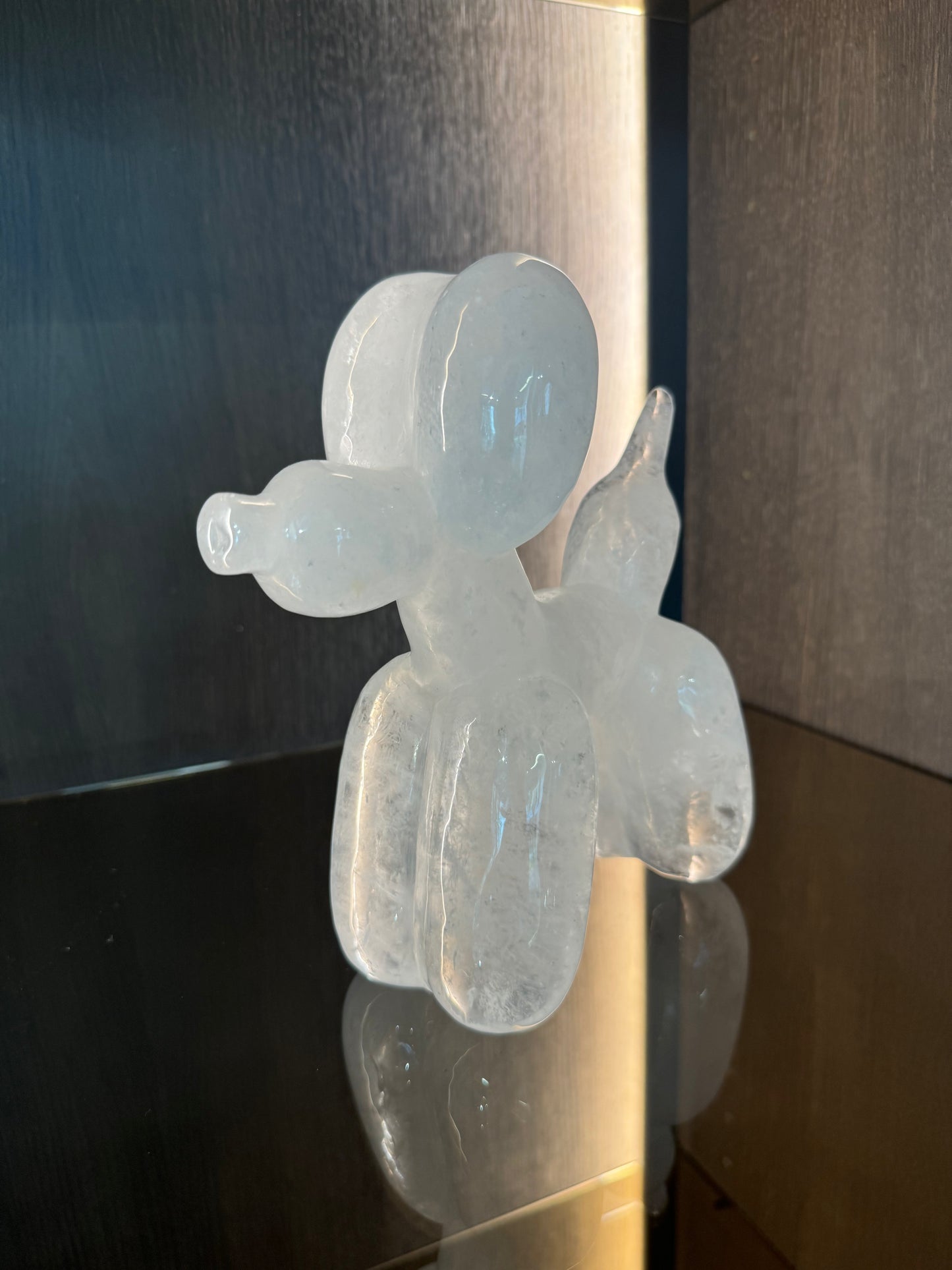 Exklusive Kristallskulptur Balloon Dog – Jeff Koons Look mit echtem Bergkristall – handgemachtes Designstück