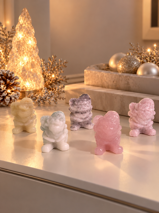 Kristall-Samichlaus aus Rosenquarz, Pink Opal oder Jade β 5.8 cm