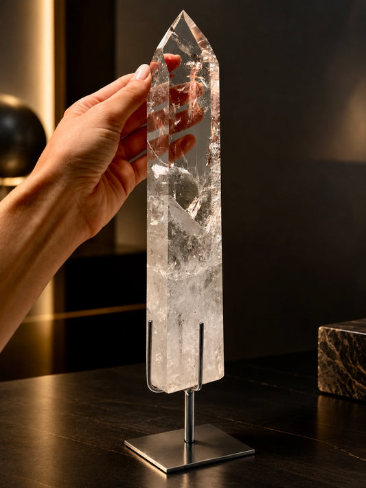 Lemurian Bergkristall Spitze mit Regenbogen | 30 cm | 1,1 kg | Premium 1A Qualität