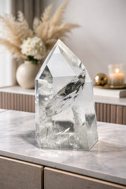 Lemurianischer Bergkristall aus Bahia, ultraklar, 12 cm