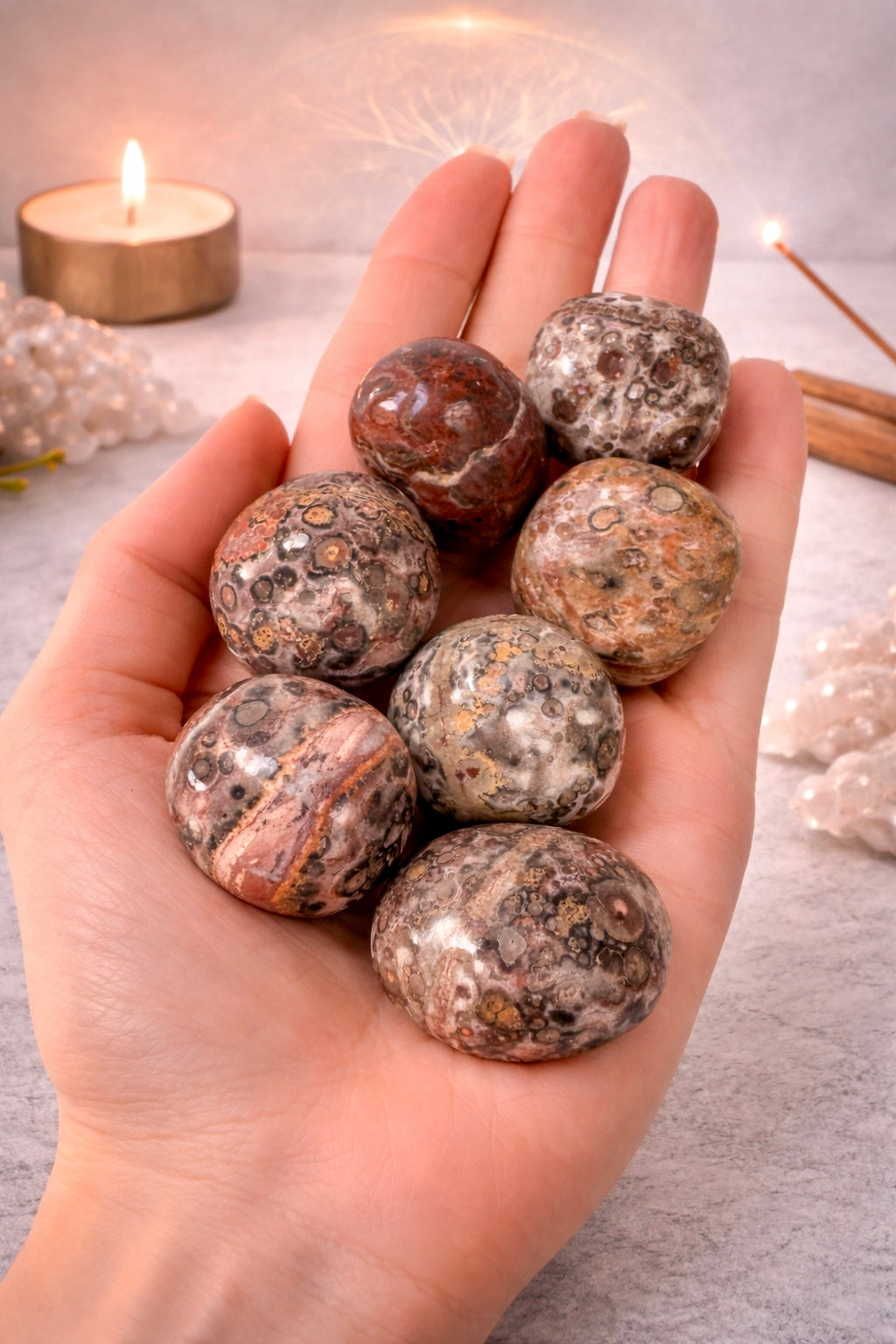 Leopard Skin Jasper Trommelstein 2.5 cm gefleckter Edelstein Naturstein