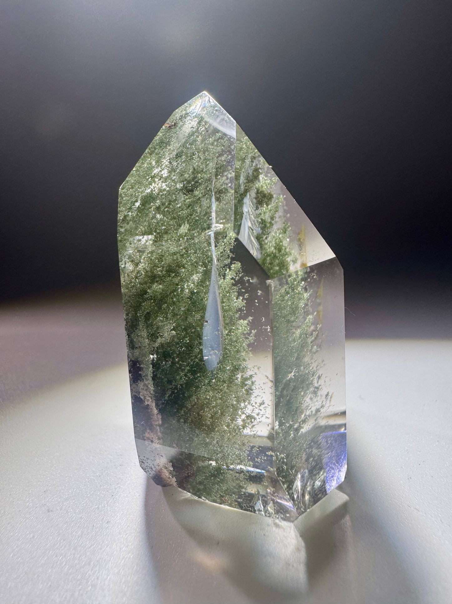 Miniaturlandschaft im Bergkristall: Chlorit-Einschlüsse in kristallklarer Qualität, 4,6 cm