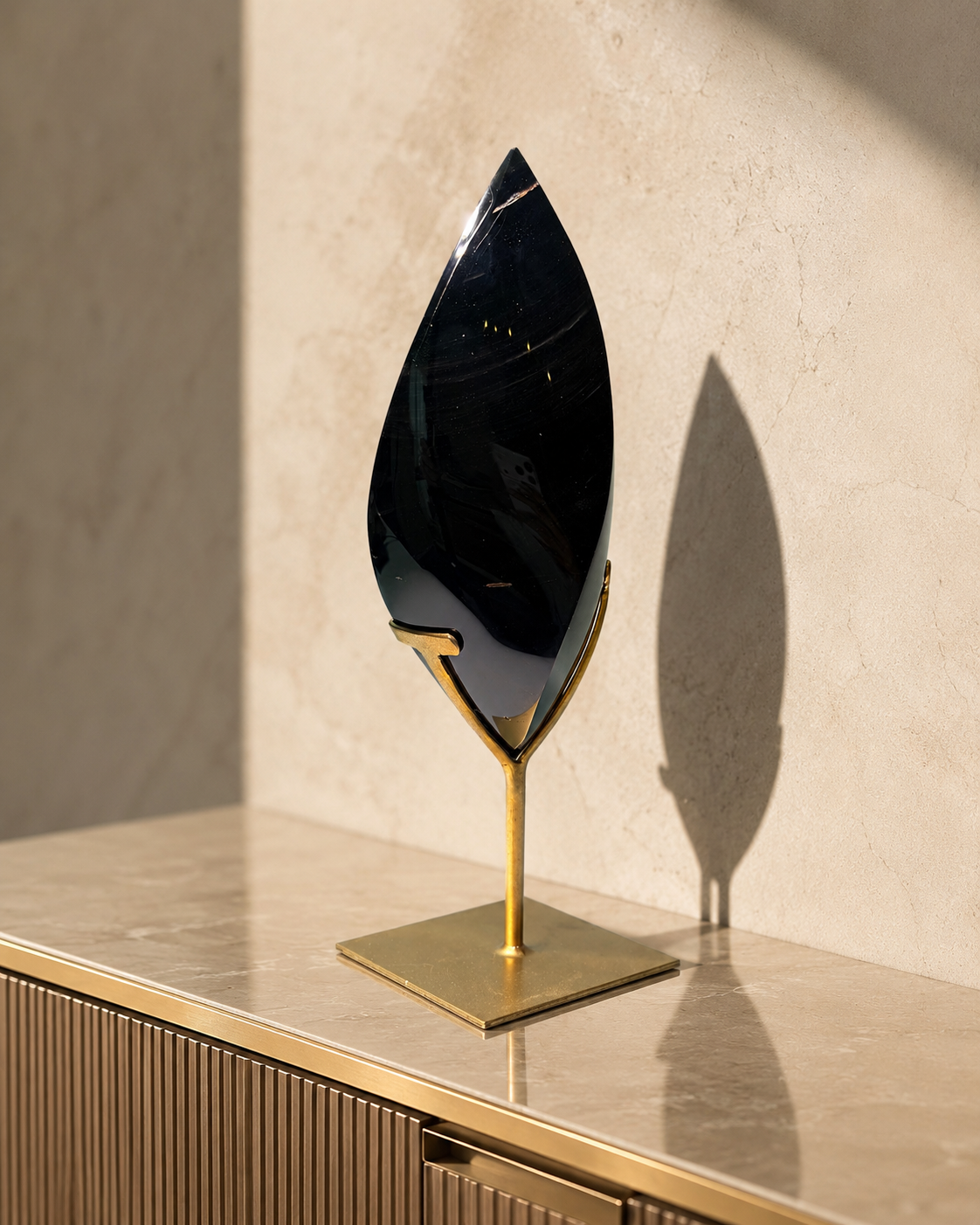 Obsidian Flamme Brasilien, 30,5 cm, 1,52 kg, schwarzer Edelstein und Kraftstein