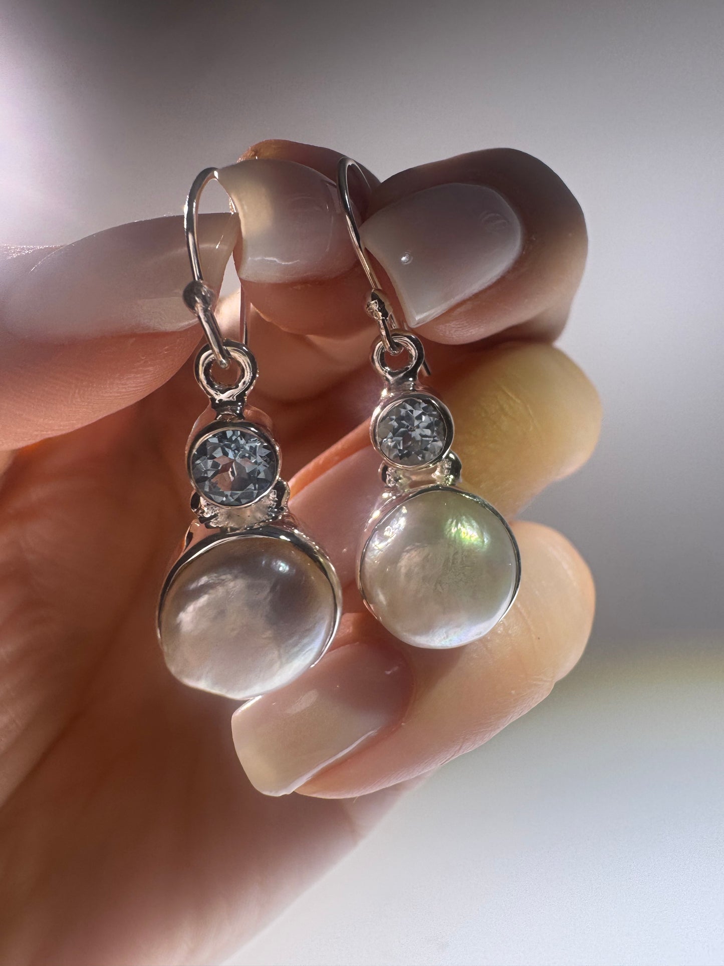 Ohringe 925 Silber mit Aquamarin & Barockperlen | 3 cm elegante Damen Ohringe | Hochwertiger Schmuck