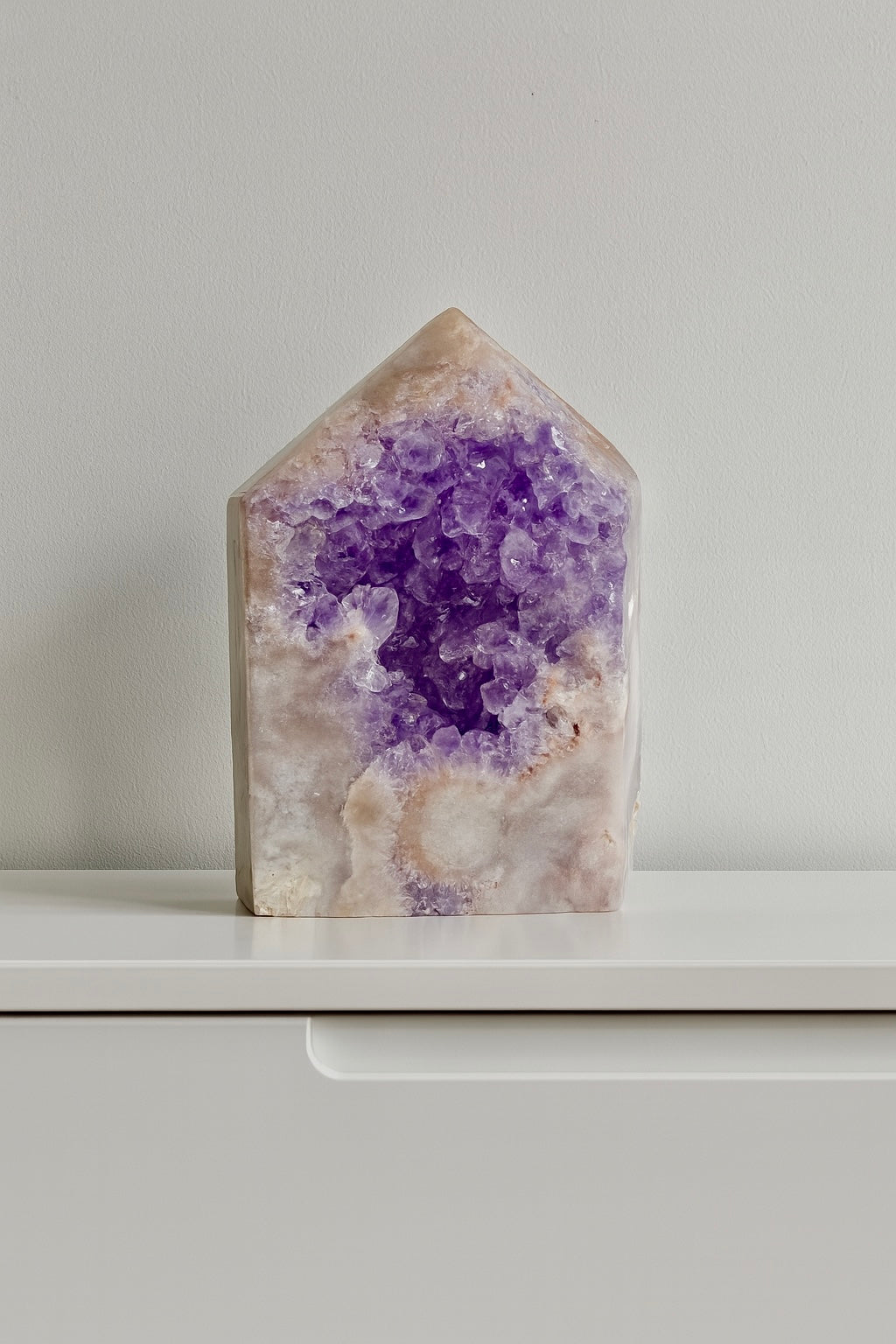 Pink Amethyst Kristall 12 cm, 744 g – beidseitig violett kristallisiert – aus Brasilien, Einzelstück 💜