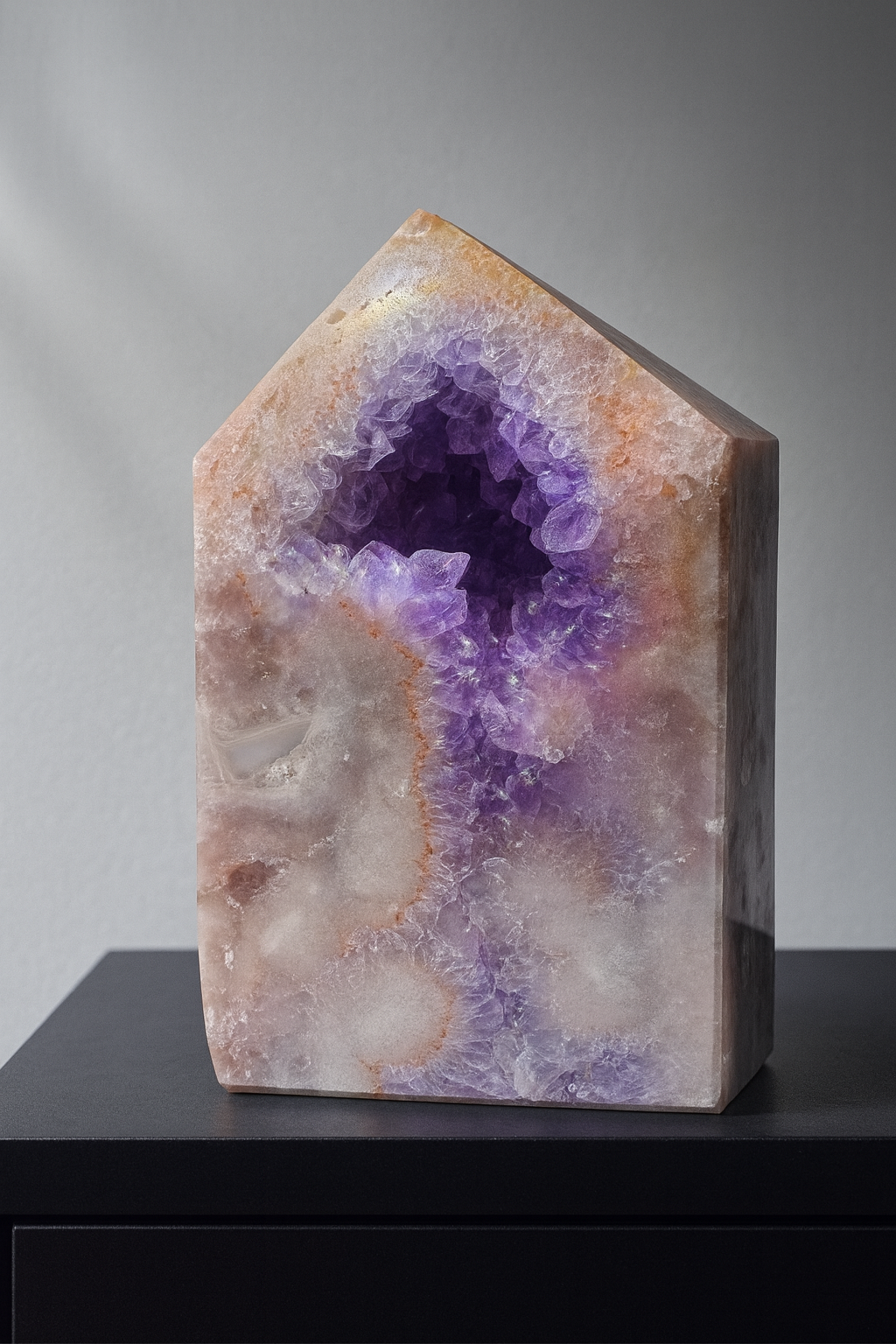 Pink Amethyst Kristall 12 cm, 744 g – beidseitig violett kristallisiert – aus Brasilien, Einzelstück