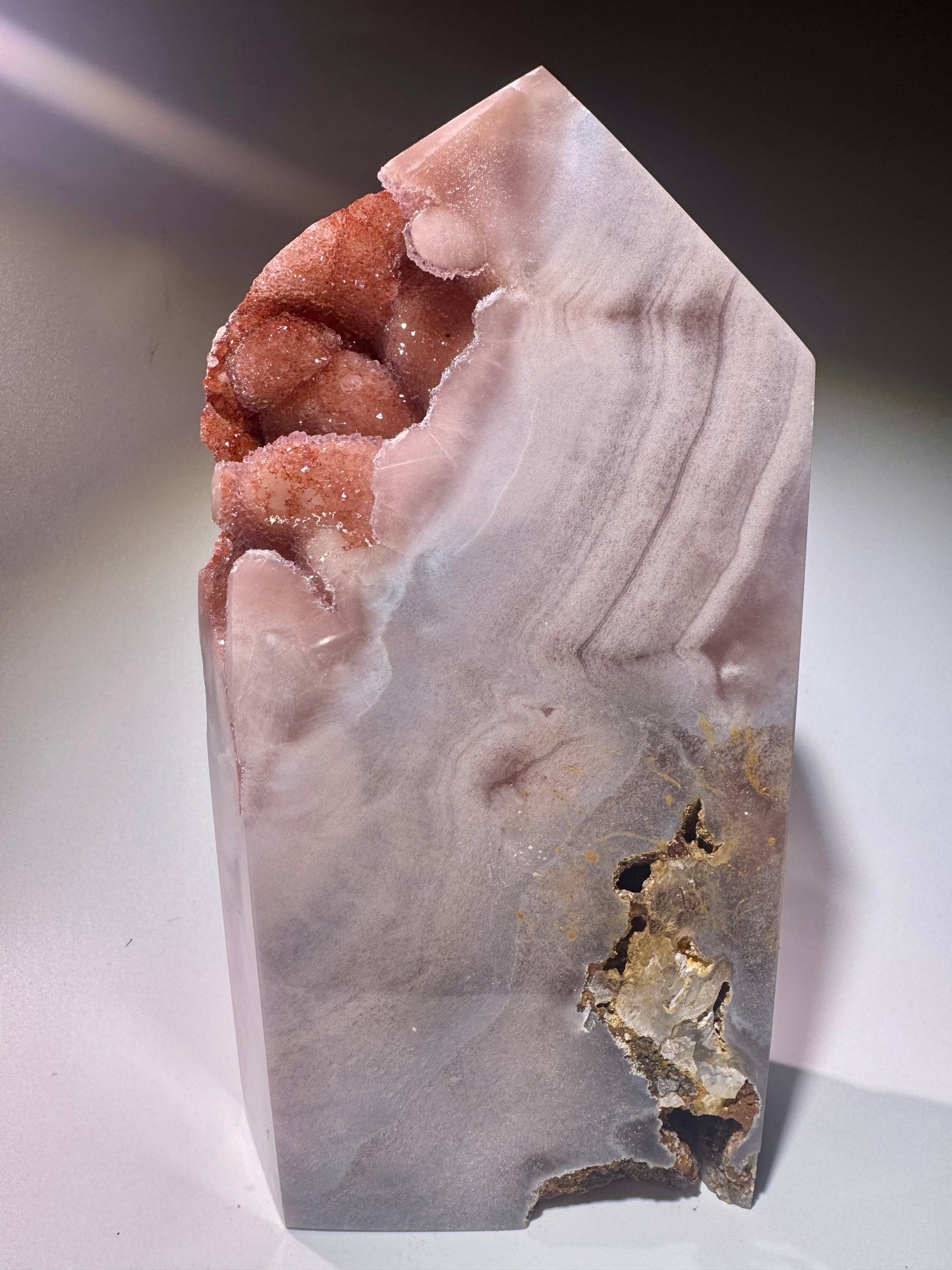 Pink Amethyst Kristall mit Bubble-Kristallen – 16 cm – 1.2 kg – Rosa Edelstein aus Brasilien