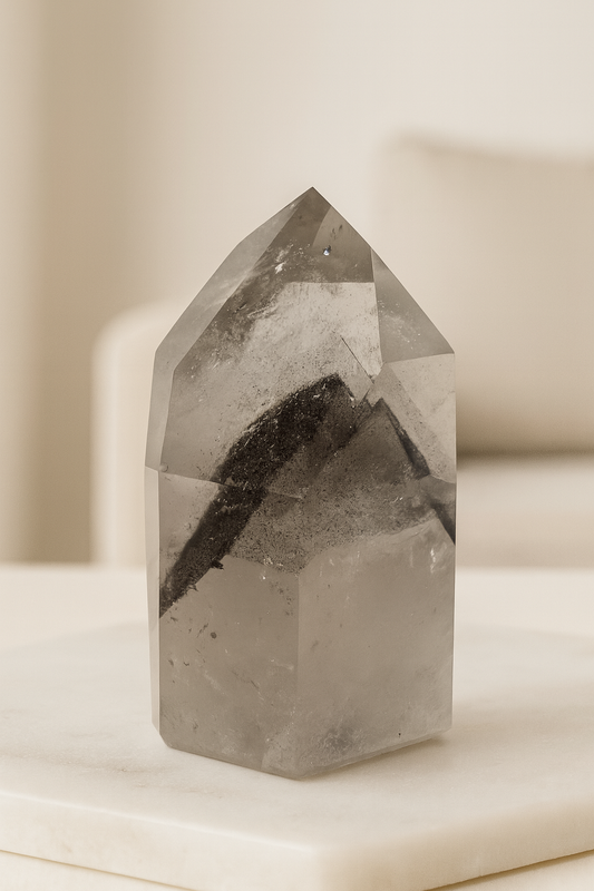 Schwarzer Phantom Kristall (ultra klar) - 8cm, 284g Lemurian Brasilien
