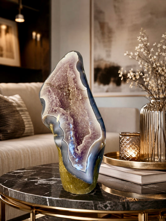 Uruguay Amethyst mit Achatbänderung – 43 cm