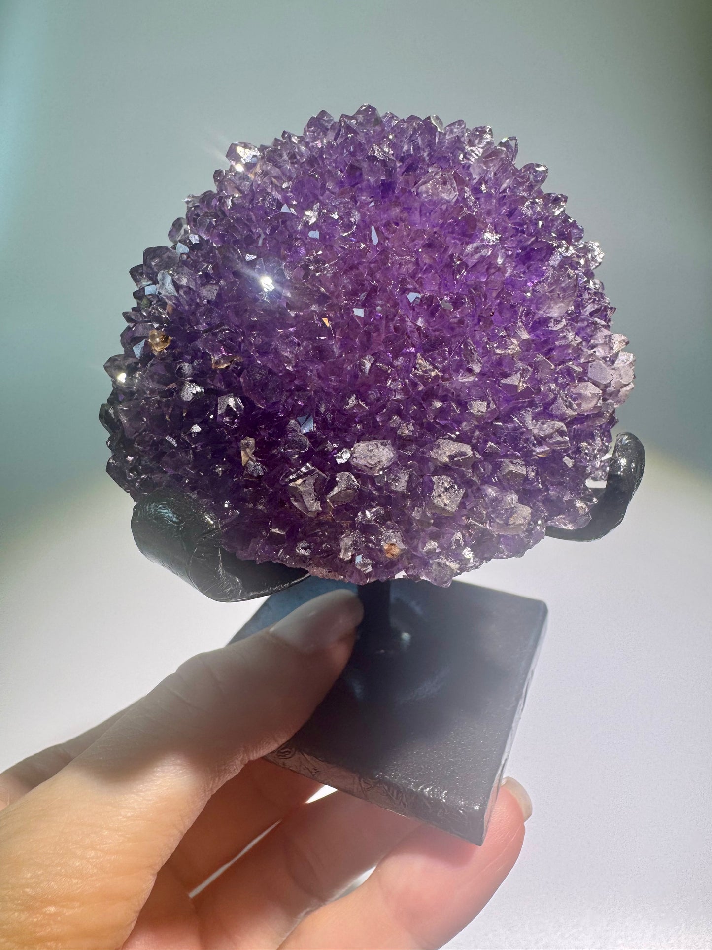 Wertvolle Amethyst Kristallblume aus Stalaktitbildung – 7,4 cm, naturbelassen & klar