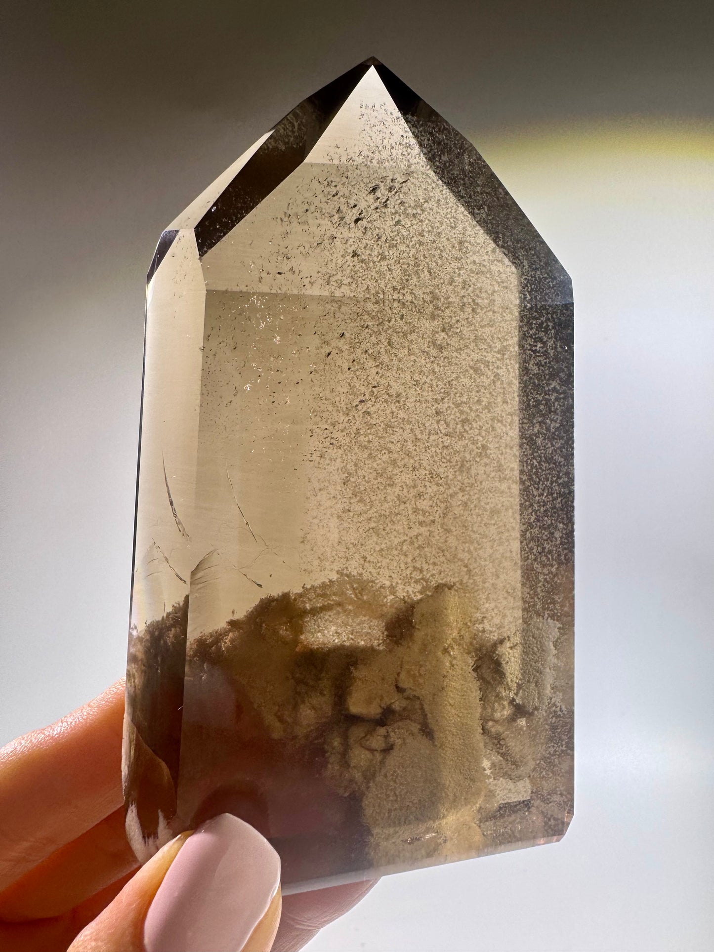 Wunderschöner Rauchquarz mit Limonite & Schneephänomen, Brasilien, 10,3 cm hoch