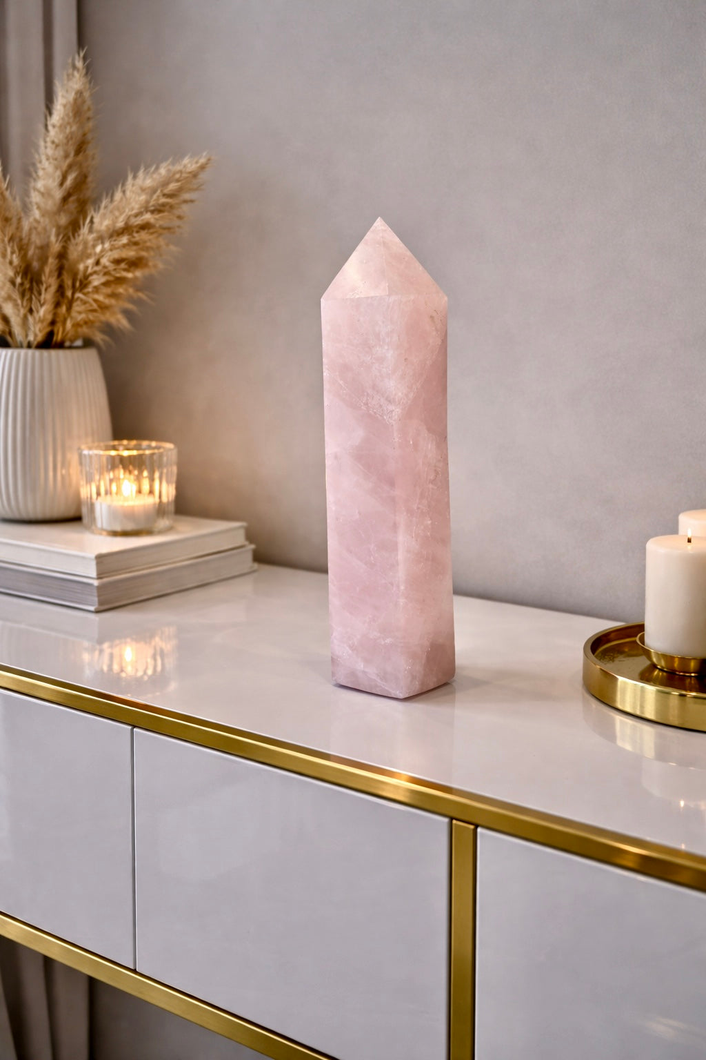 Rosenquarz Spitze - 19cm, 865g