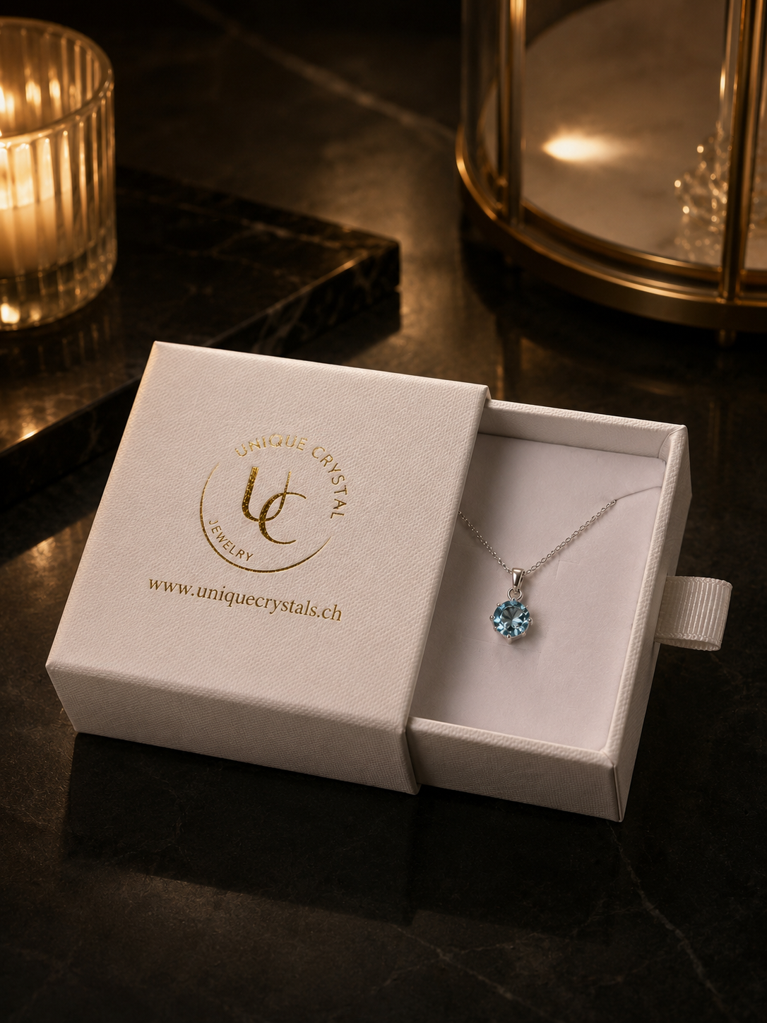Ciondolo esclusivo in topazio blu 2 cm – Sfaccettato e prezioso in argento 925 ✨