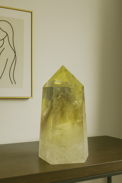 Citrin mit Phantomschichten und Regenbogen - 14cm, 873g