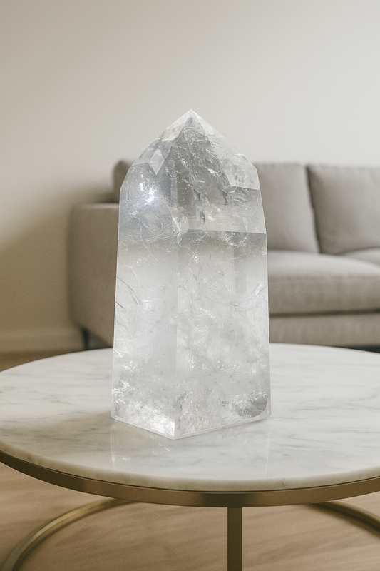 Riesiger, extraklarer Bergkristall / Lemurian in Museumsqualität – 23,5 cm Spitze, 3,8 kg – 1A-Unikat aus Brasilien (kleiner Defekt)