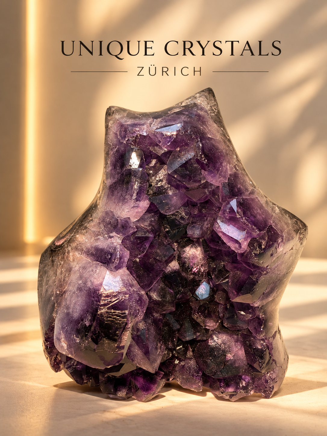 1. Amethyst Freiform Stern aus Uruguay – 14,5 × 10,5 cm, ca. 1,01 kg