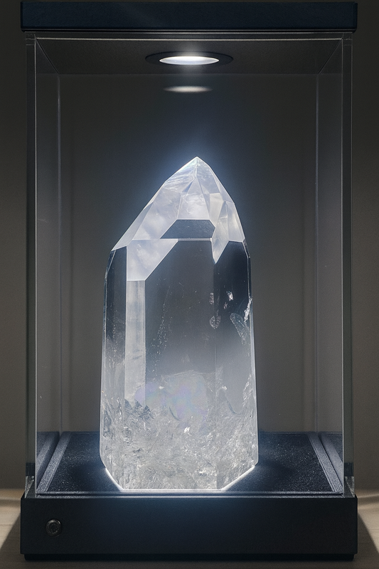Exklusive sehr transparente Bergkristallspitze / Lemurian mit Regenbogen - 9cm, 284g