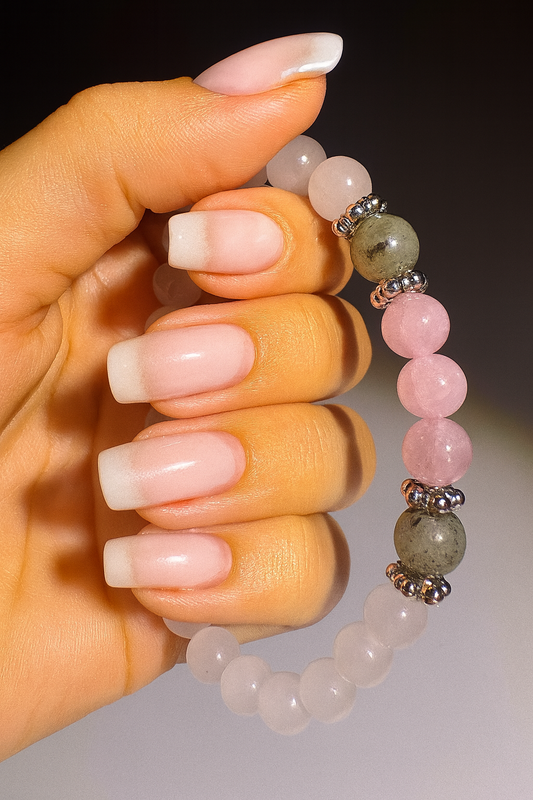 Armband mit Mondstein, Labradorit & Rosenquarz – Kristall Schmuck kaufen