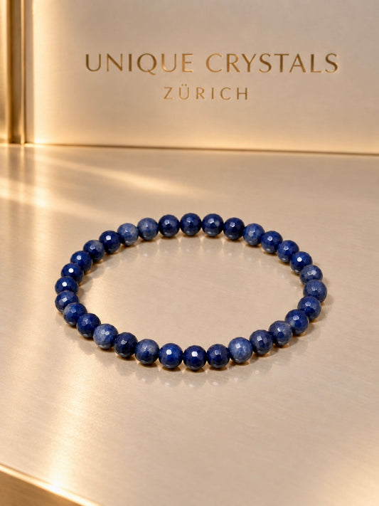 Saphir Armband • 5 mm facettierte Perlen • Natürlicher Saphir in 1A-Qualität