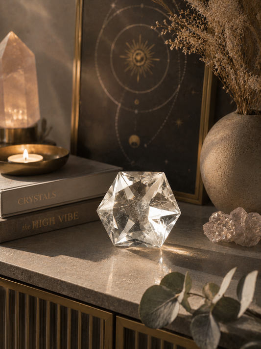 Facettierter Bergkristall 6.4 cm – extra klar, High-End Diamantschliff aus Brasilien