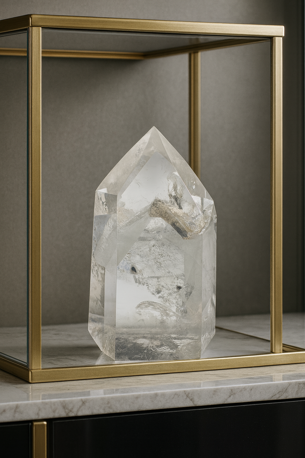 Süsse Phantom-Quarz-Spitze mit Regenbogen 💎 - 6.4cm, 104g