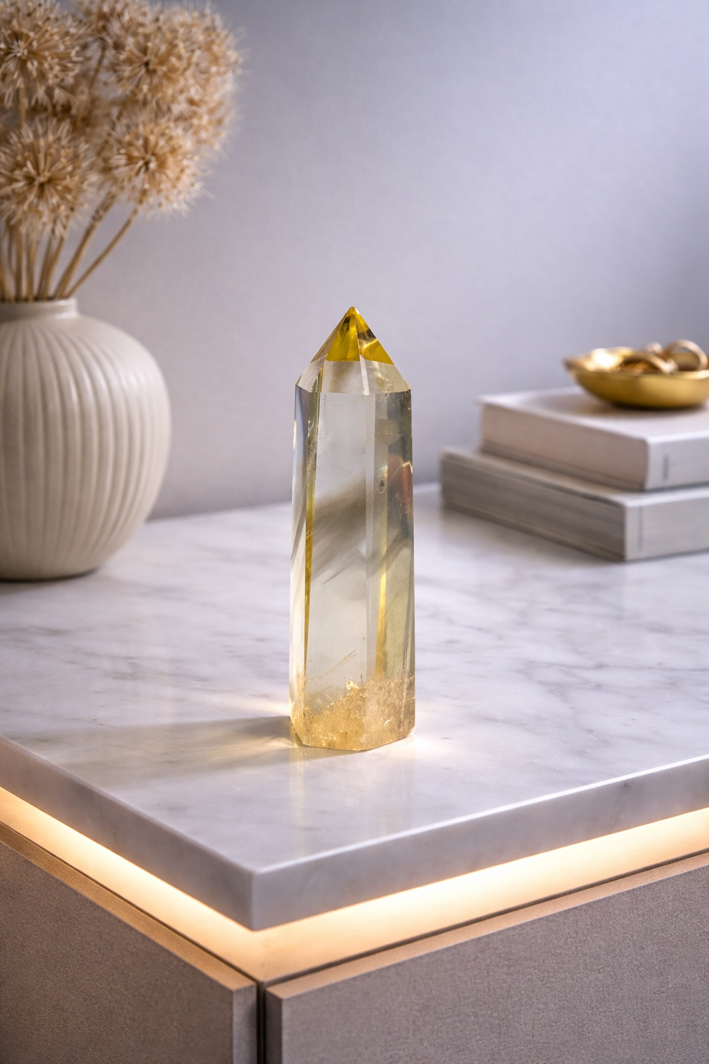 Mini Citrin Spitze mit Phantom - 7cm