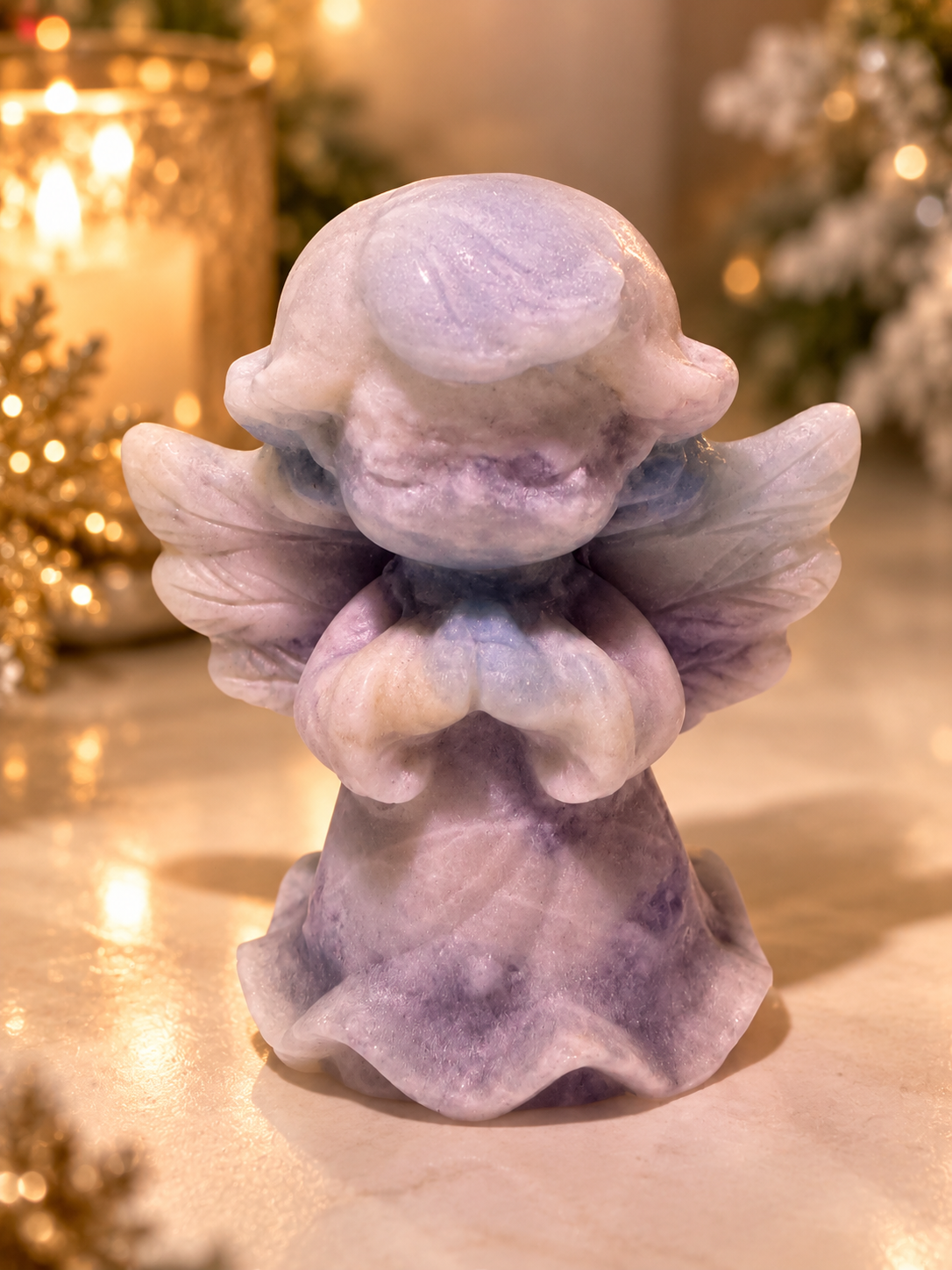 Kristallengel 6 cm – Pink Opal, Rosenquarz oder Jade