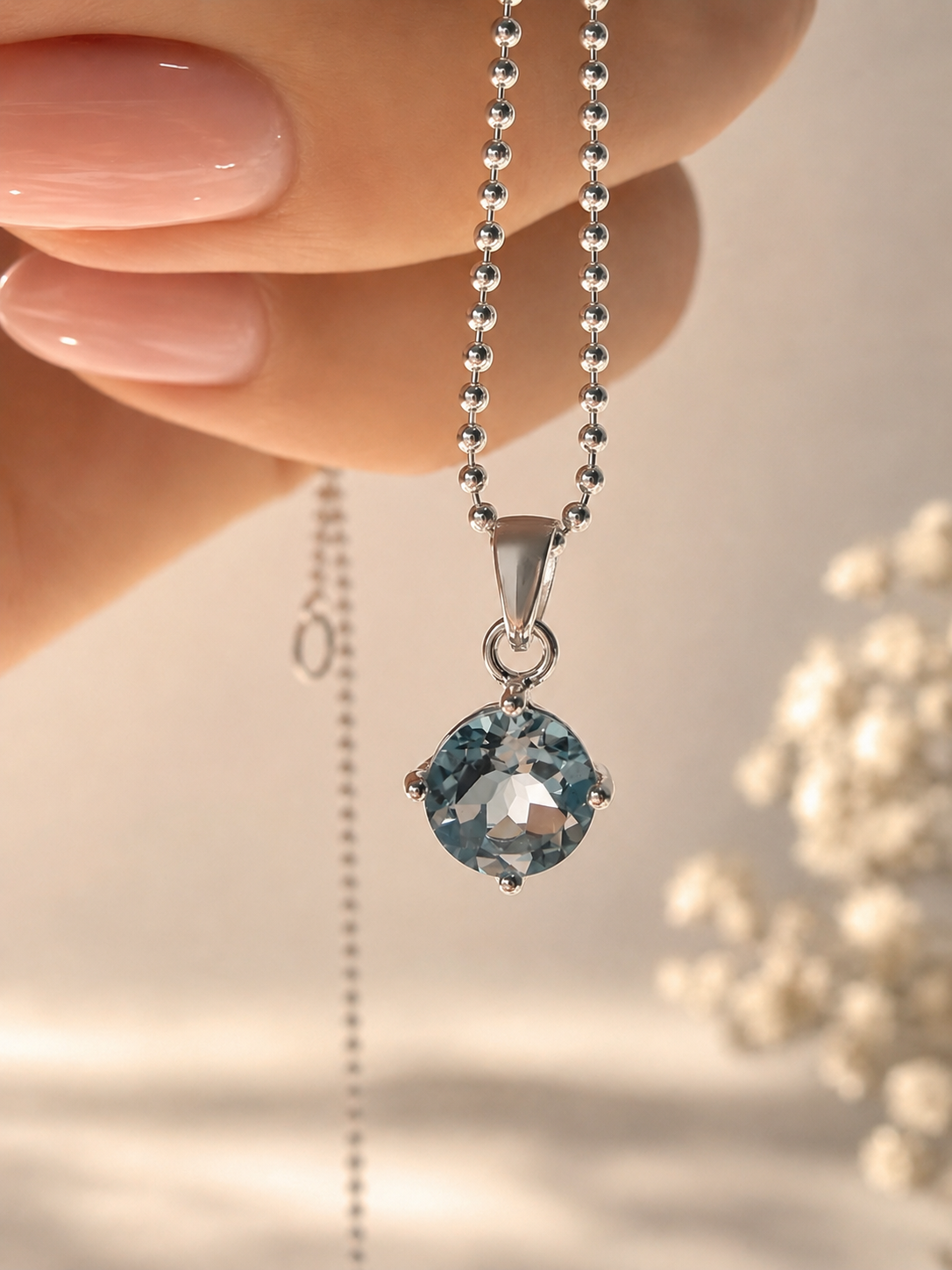 Ciondolo esclusivo in topazio blu 2 cm – Sfaccettato e prezioso in argento 925 ✨