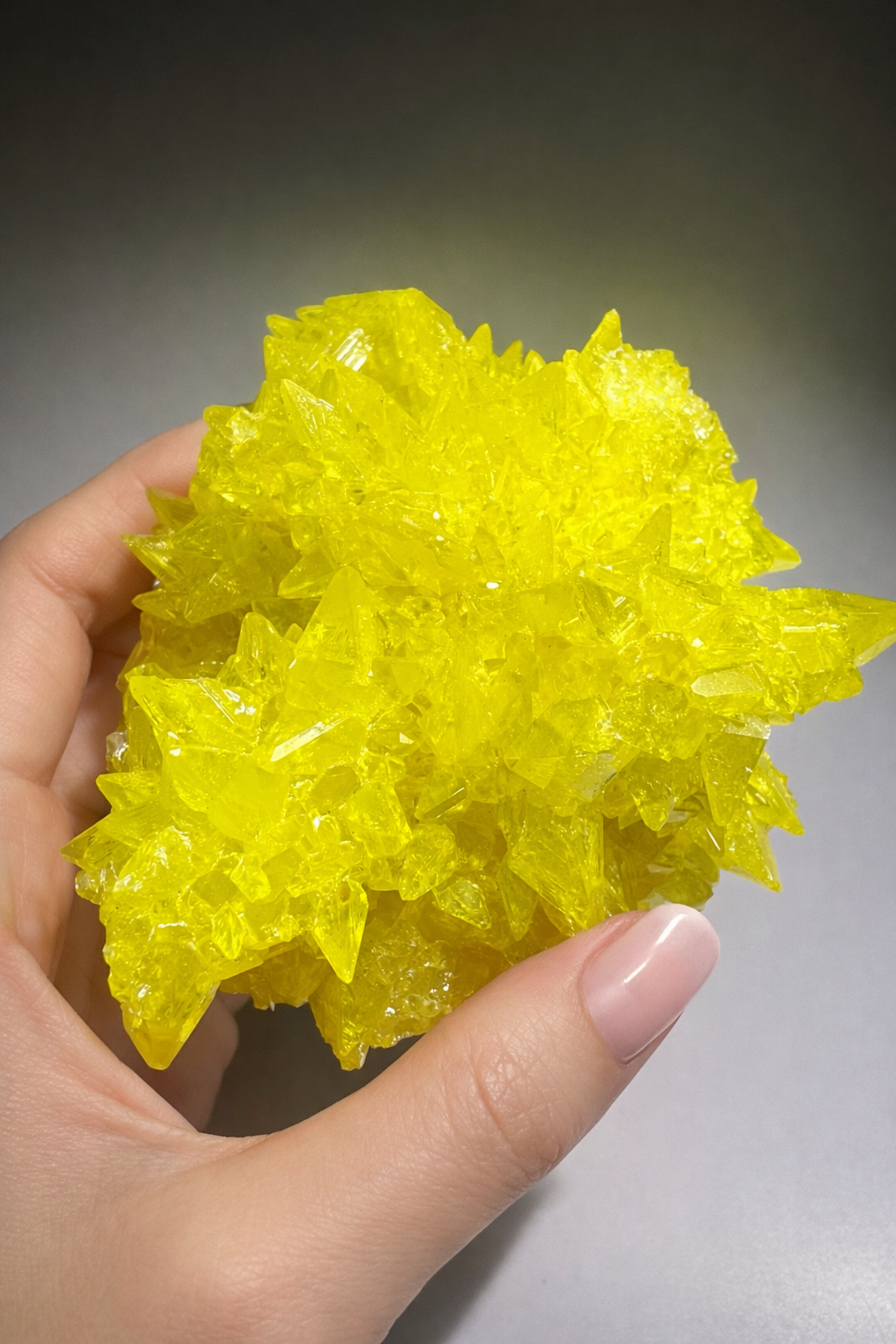 Schwefelkristall-Stufe – Leuchtend gelber Kristall 8,5 cm, 265 g