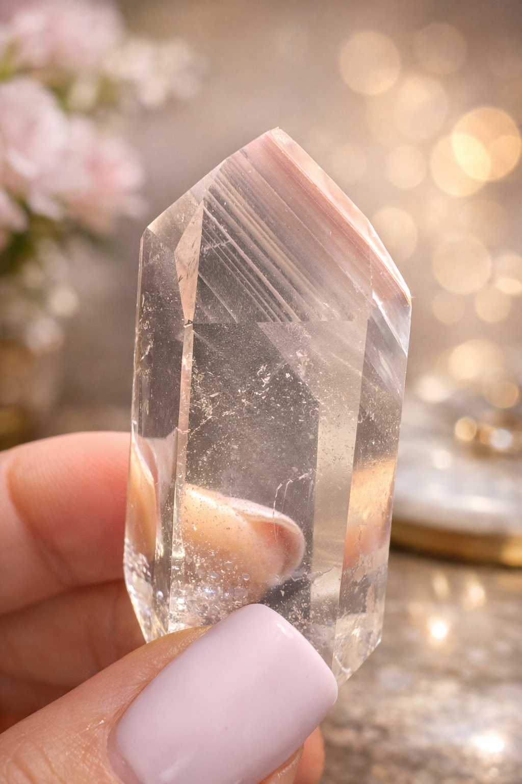 Pink Lithium Kristall mit Phantomen – 4.8 cm, Edelstein aus Brasilien in 1A-Qualität