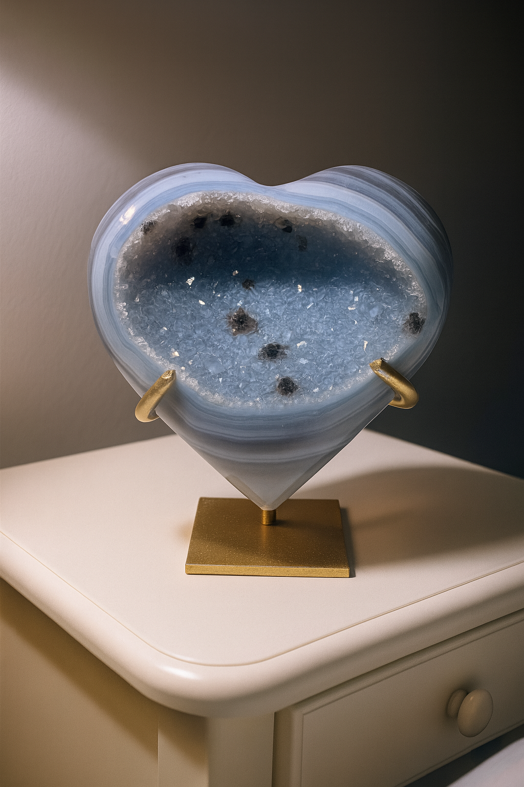 Galaxie-Achat-Herz 7,7 cm – Brasilianisches Kristallunikat mit 285 g und starker Schutzwirkung